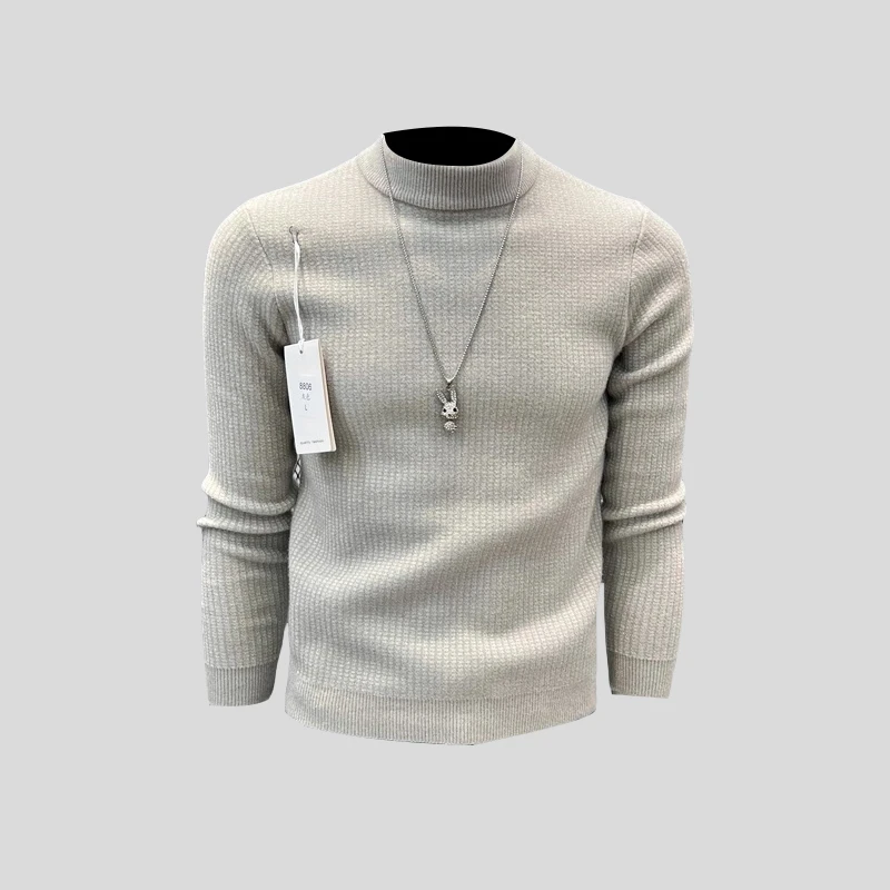 ohmmayby雪尼尔毛衣男半高领秋冬季加厚保暖潮流针织中领华夫格