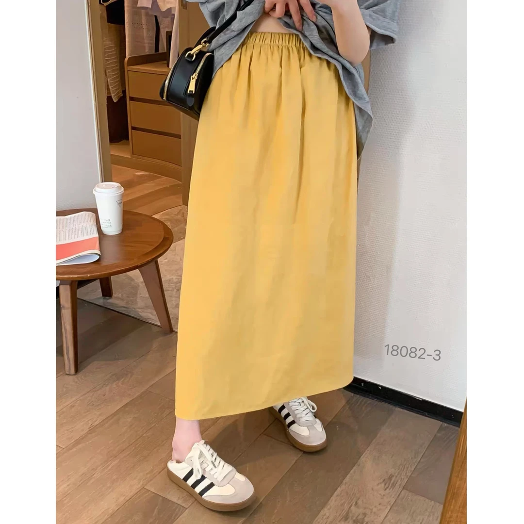 18082-3  SANFAN  新款麻料百搭半身裙