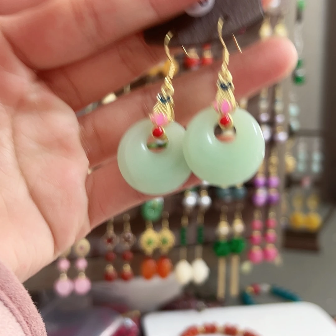 未镶嵌翡翠耳饰古风