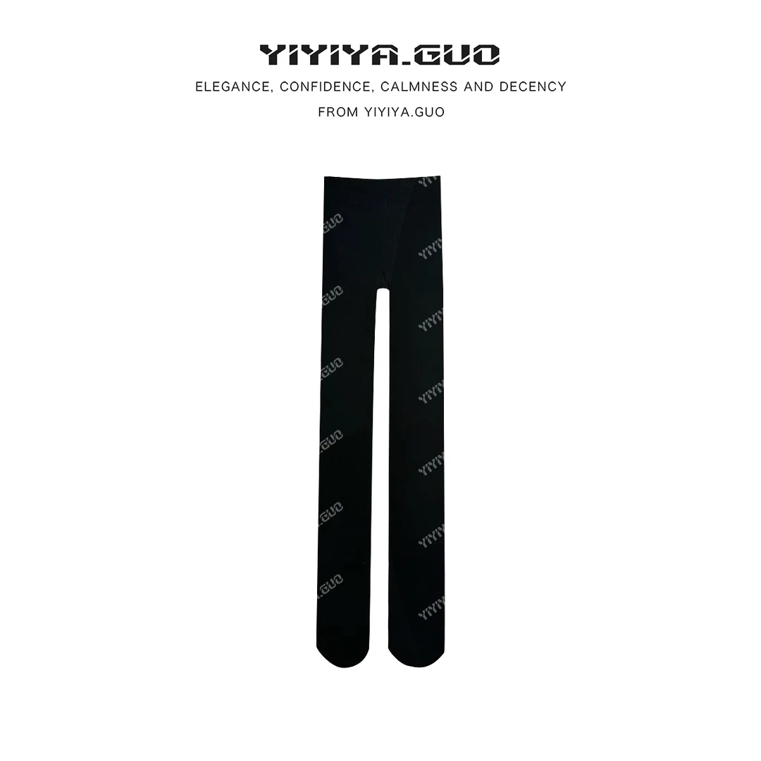 yiyiya.Guo艺艺吖咖色黑色中高腰加厚压力连脚裤090266SS52