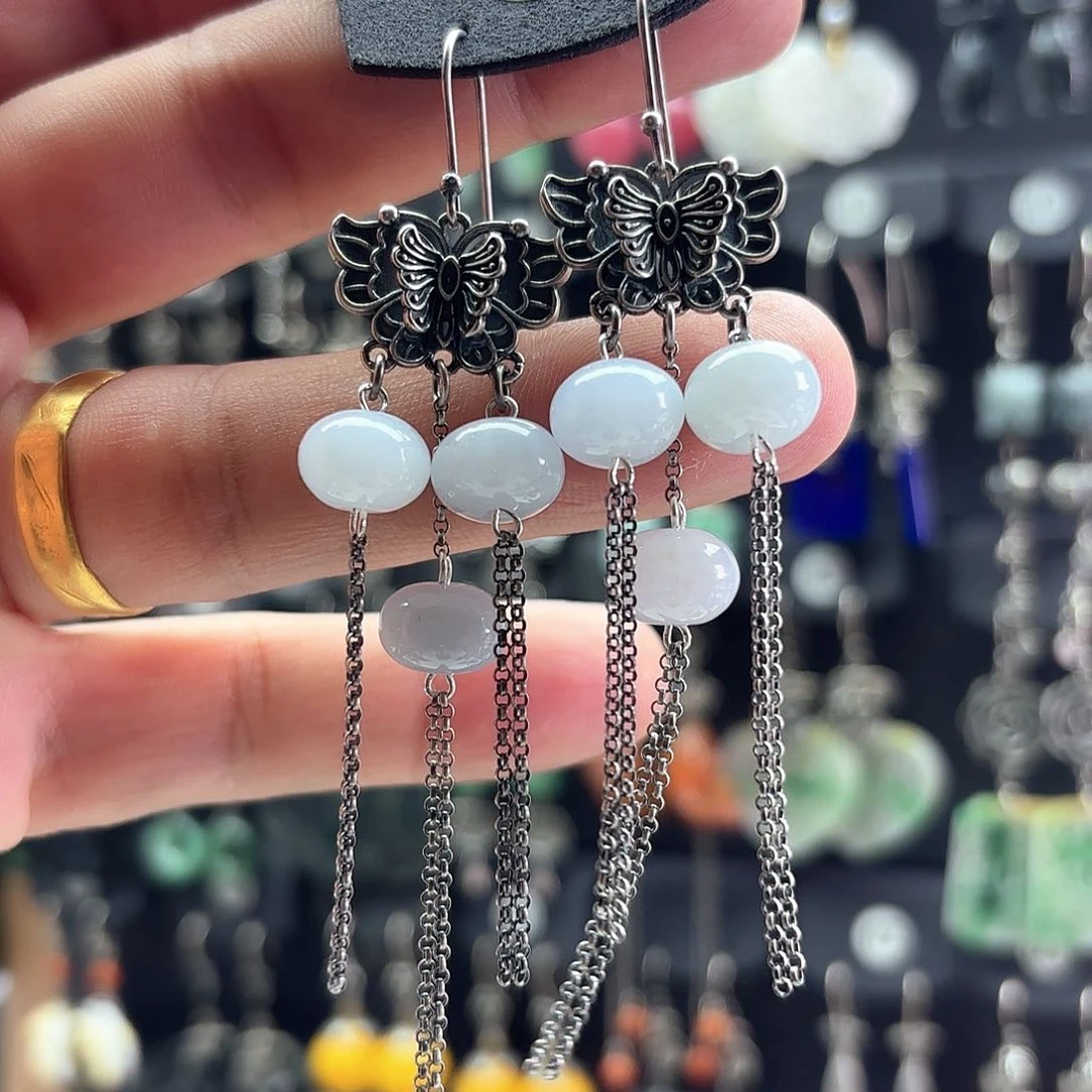 翡翠银S925镶嵌耳饰d****r