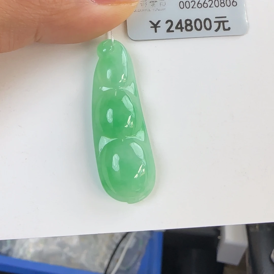 翡翠未镶嵌颈饰冰阳绿福豆