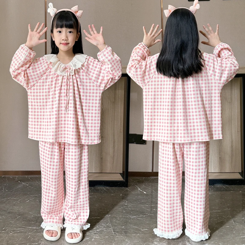 2025春秋季新款女童睡衣纯棉儿童长袖中大童女孩洋气家居服可外穿