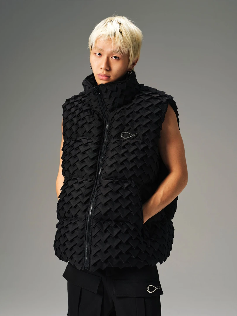 EPNY编织羽绒马甲新国标90白鸭绒极寒重工宽松加厚保暖外套男女潮