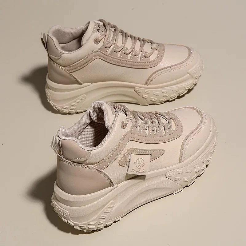 【单棉可选】女生秋冬高帮休闲小白鞋厚底鞋P012/P012-1