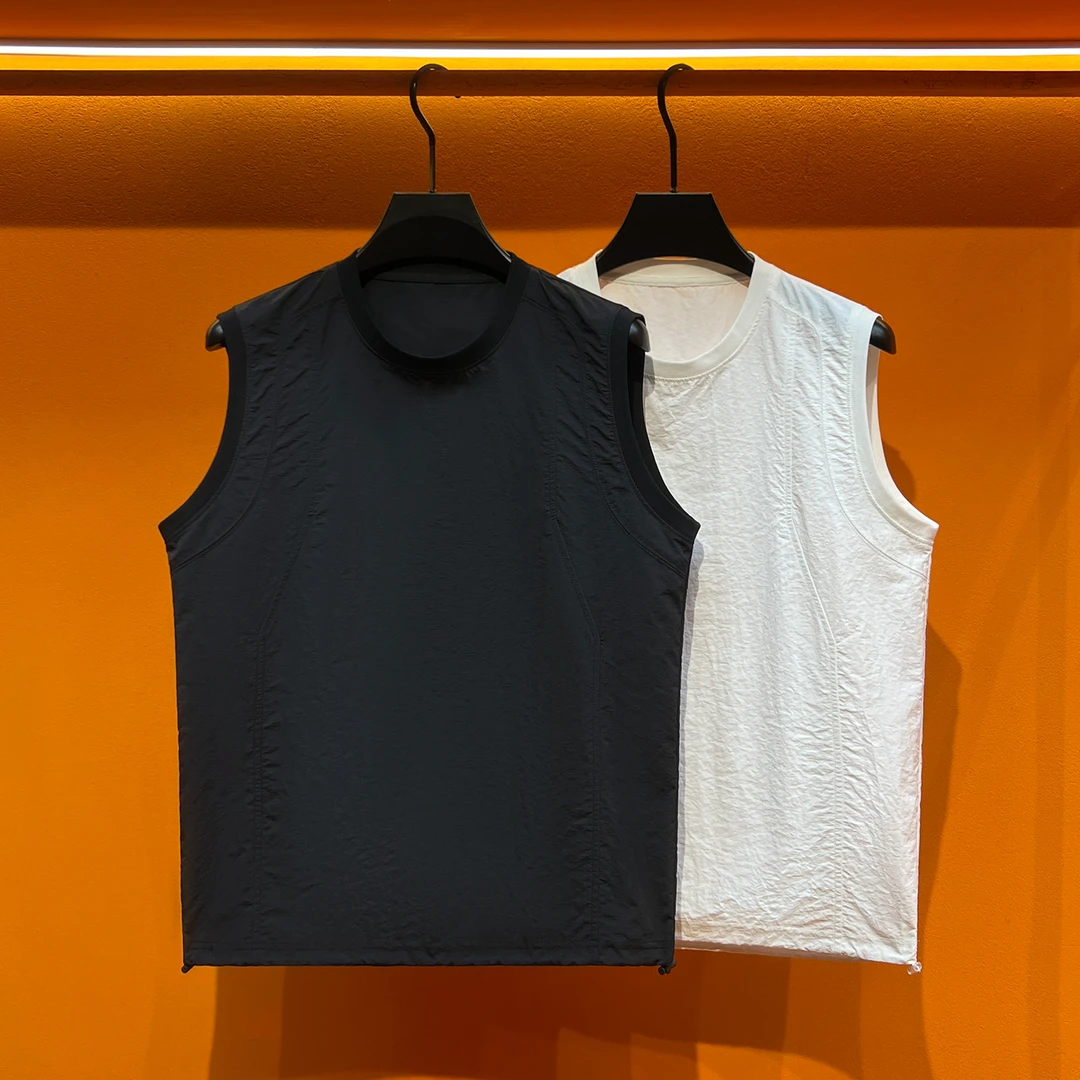 背心男款夏季速干无袖男t恤圆领潮流宽松运动坎肩男美式健身上衣