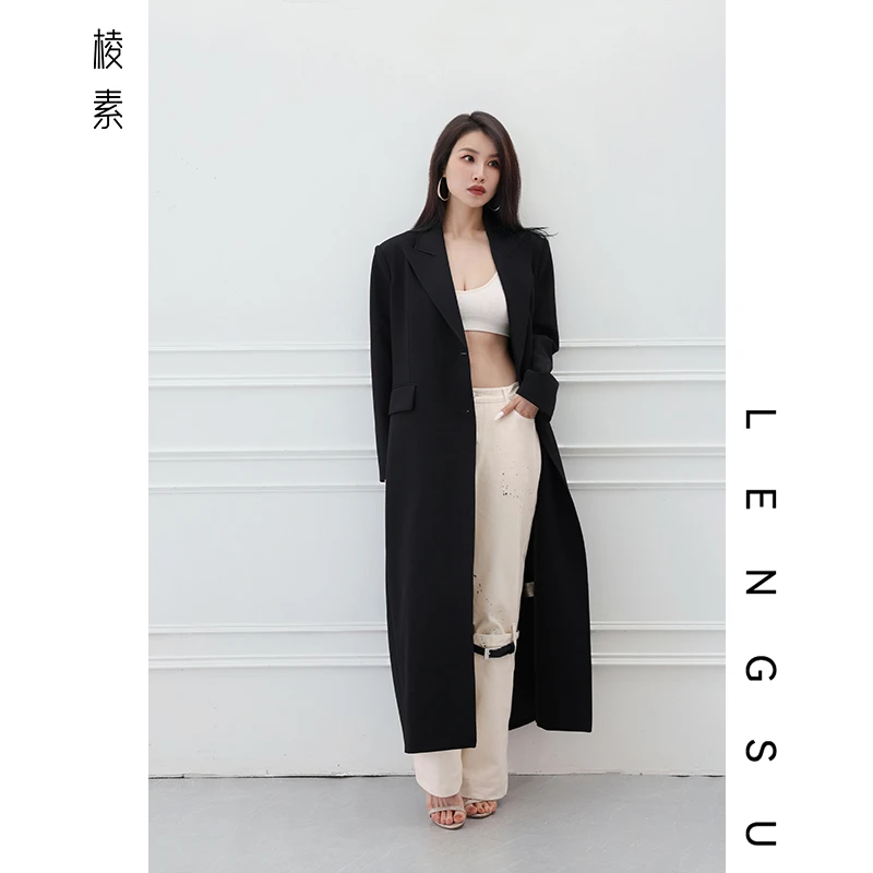 【棱素】法式复古双排扣宽松过膝长款大衣显瘦英伦风衣外套女8030