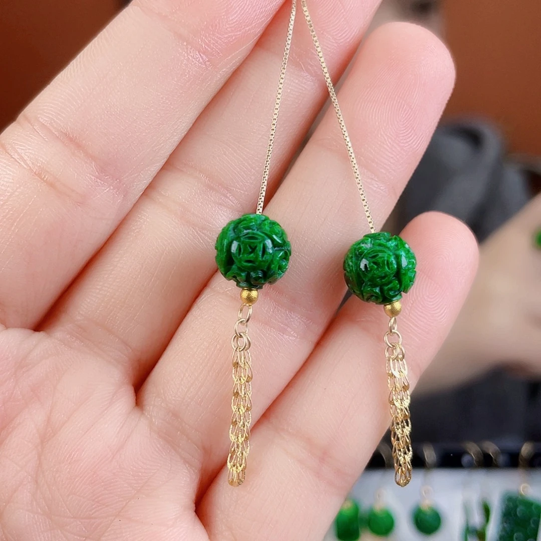 翡翠银S925镶嵌耳饰