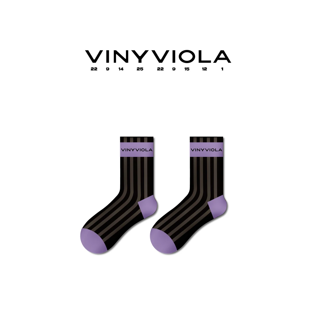 VINYVIOLA中筒条纹袜WZ-022