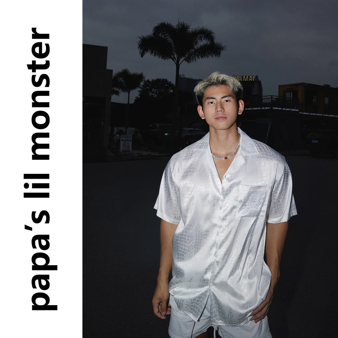 蛇皮印花 美式复古蛇纹提花短袖衬衫男 夏季休闲宽松百搭度假上衣