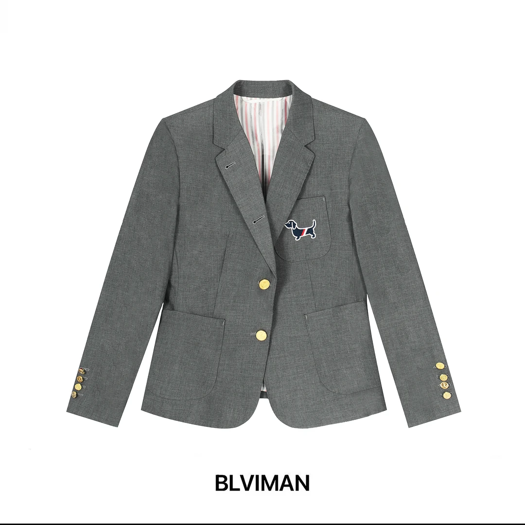 BLVIMAN定制 学院汤姆风刺绣狗仔短款西装外套女6026