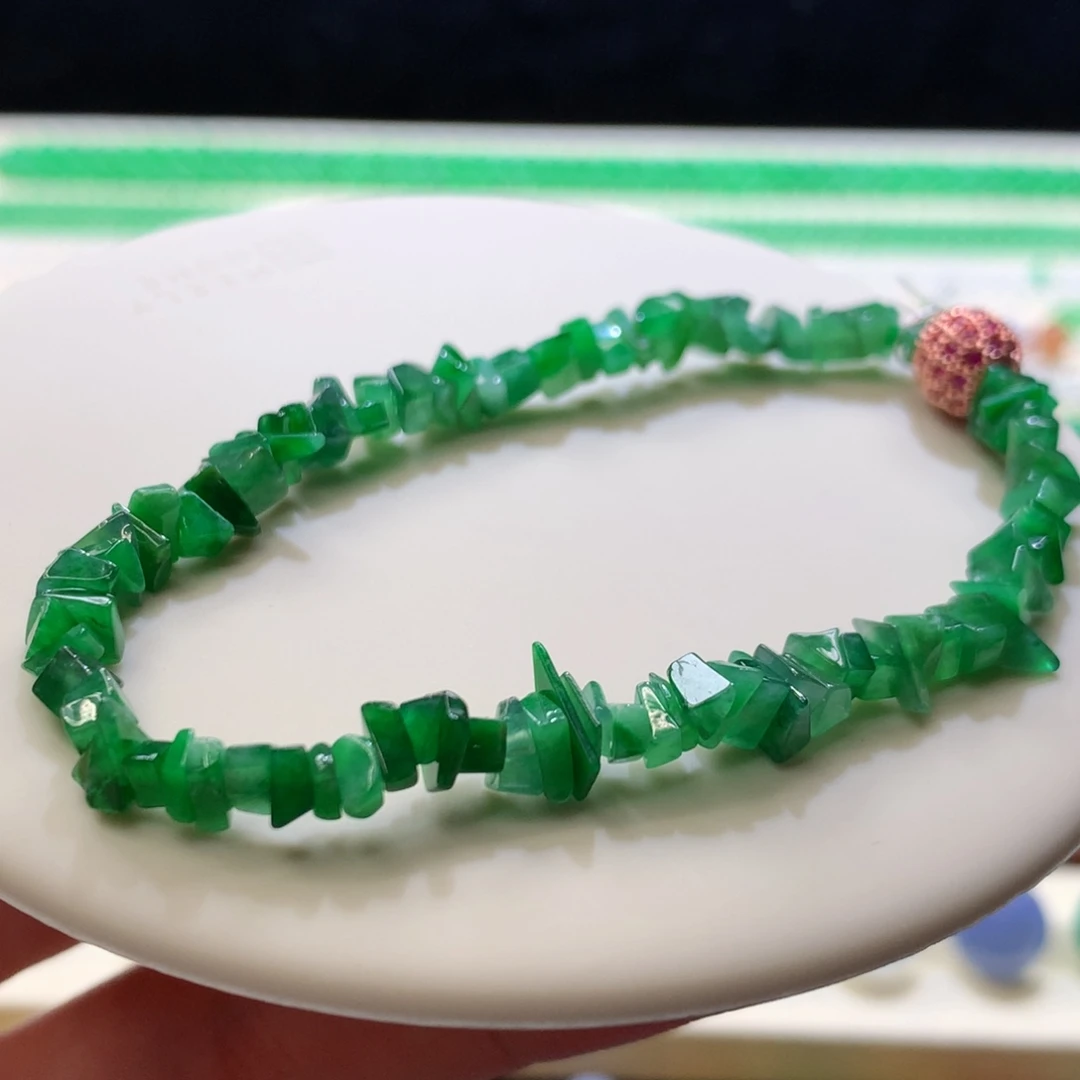 定制翡翠未镶嵌 毛货抛光定制 浓色绿随形