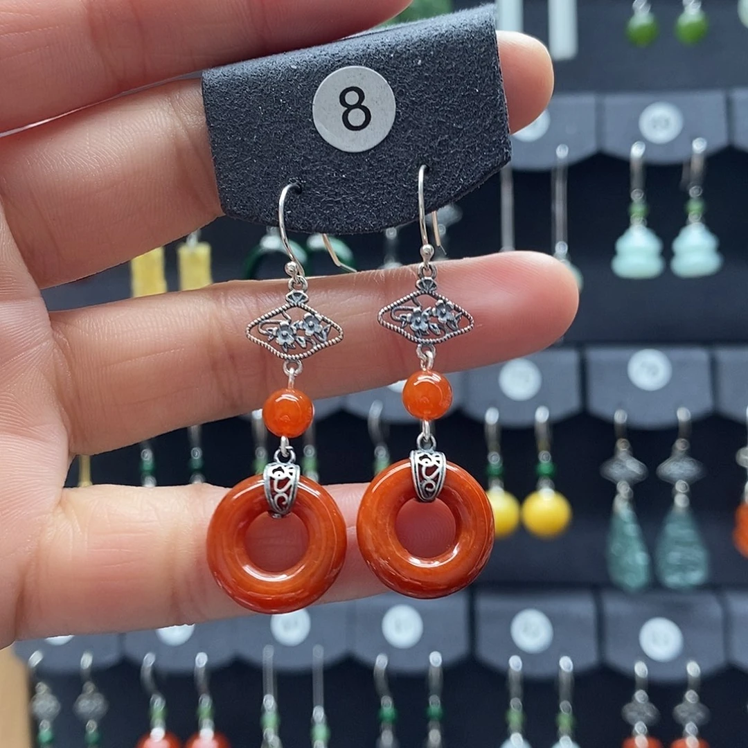 翡翠银S925镶嵌耳饰