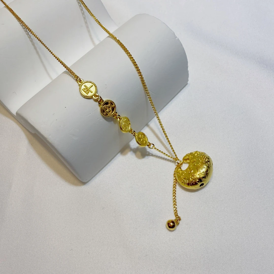 5G工艺【平安喜乐流苏福袋黄金套链】足金999