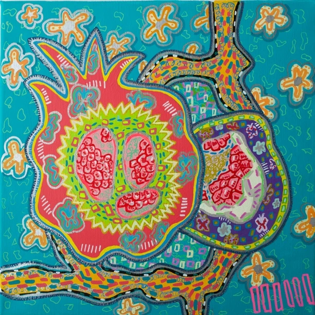 《石榴》 30x30厘米 限量1件100%手绘画布 艺术原作  王甜心监制