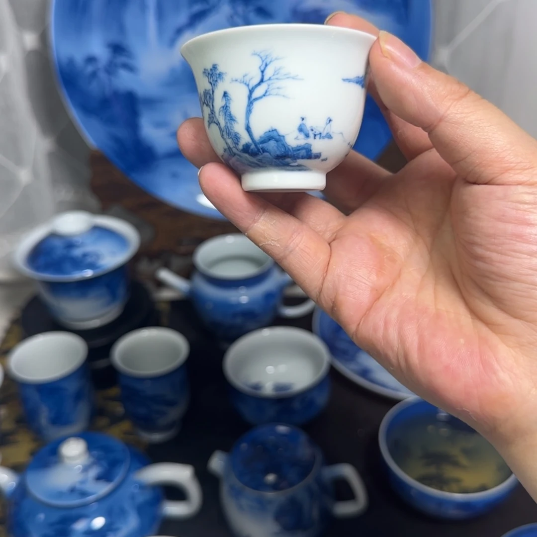 瓷片S****)青花山水杯