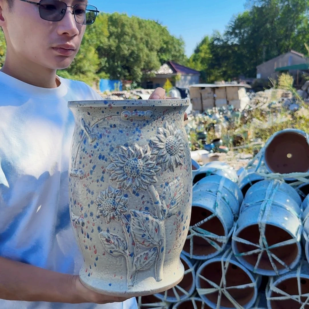 紫砂花盆口20高31（一个旗袍彩色老庄