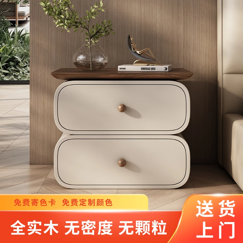 2025新款轻奢高级感家用卧室全实木床头柜现代简约创意床头置物架