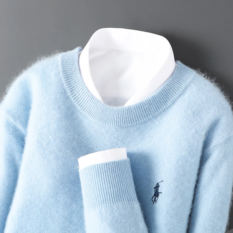 【100%】男士纯羊毛衫半高领 薄款 秋冬打底衫毛衣商务休闲针织宽松