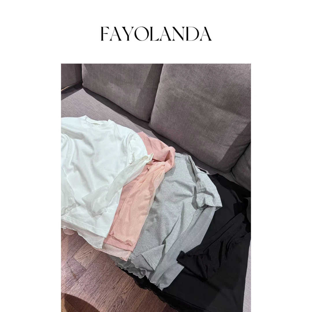 FAY |四色 网纱拼接假两件长袖（1H03703）