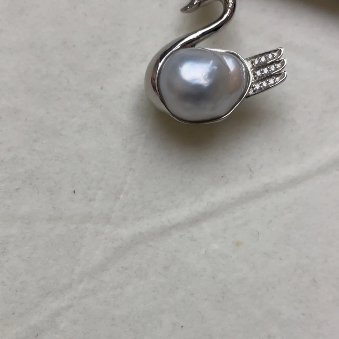 银S925镶嵌吊坠(不含链)海水珍珠