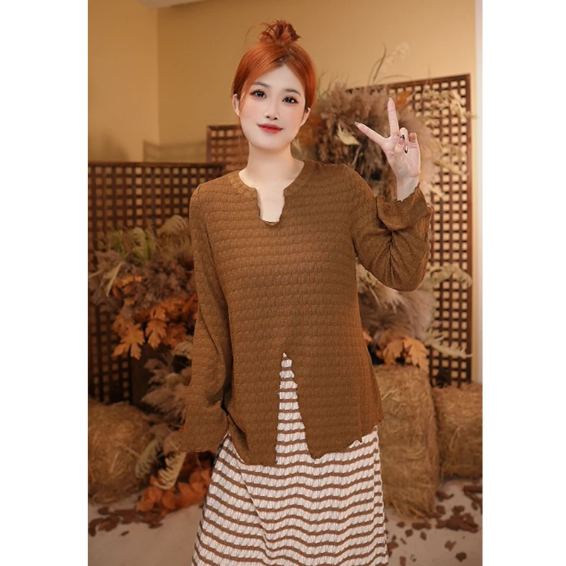 《哆啦》秋季大码女装温柔风吊带拼接显瘦胖妹妹俩件套连衣裙 66250