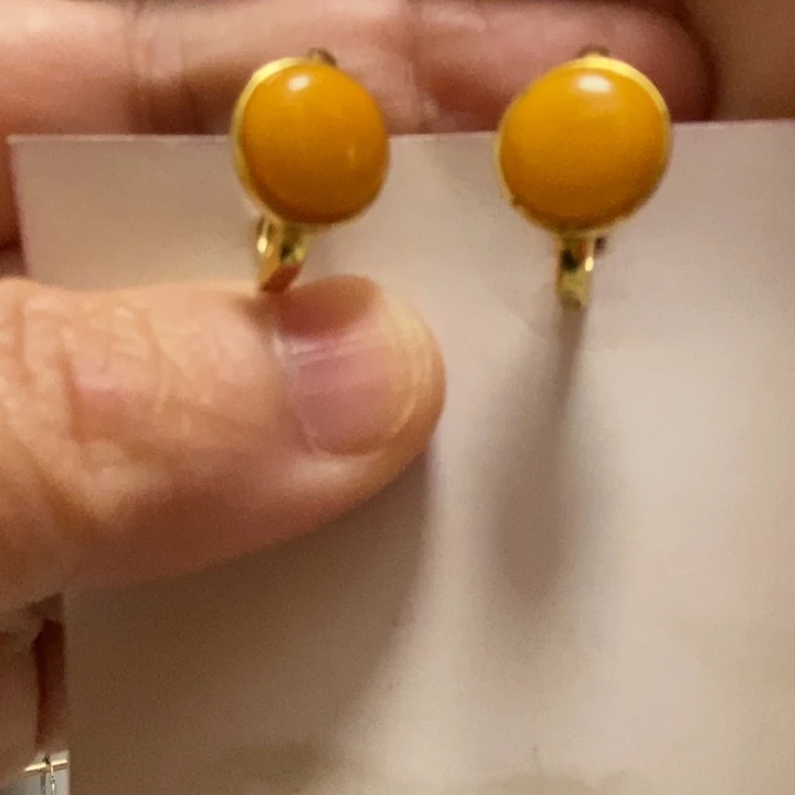 蜜蜡耳饰银S925镶嵌老蜜蜡8