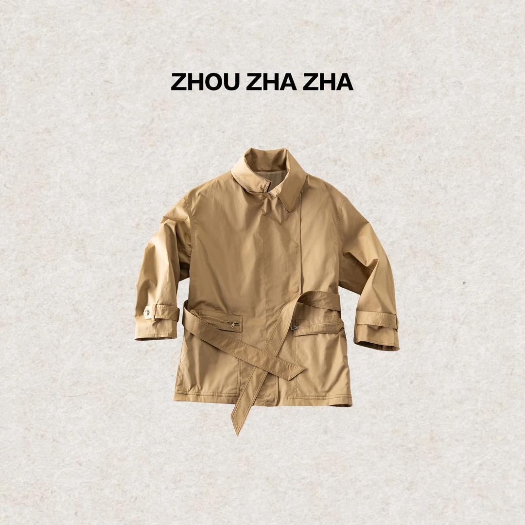 【周炸炸】小众设计师不规则酷飒立领宽松外套#250085