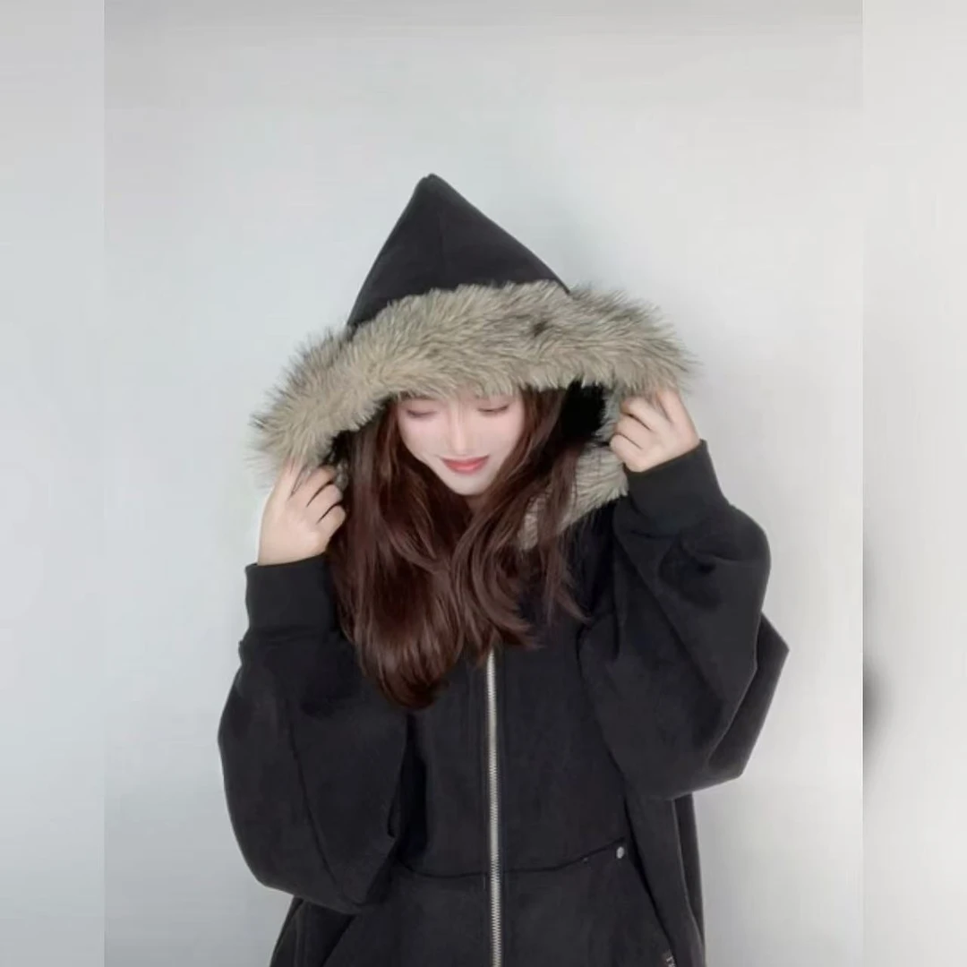 刺绣不同随机发灯芯绒加绒长袖韩版不可脱卸毛领冬季外套25112340