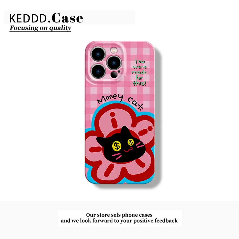吸金猫咪适用苹果16/15pro手机壳趣味小米OPPO华为vivo荣耀硬软壳