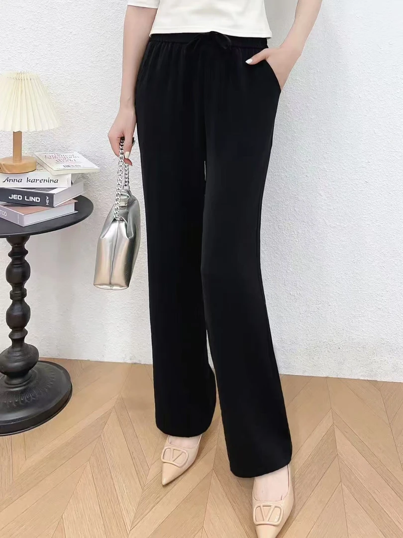 【冰丝裤】2025夏季新款休闲百搭直筒阔腿凉感冰丝减龄裤