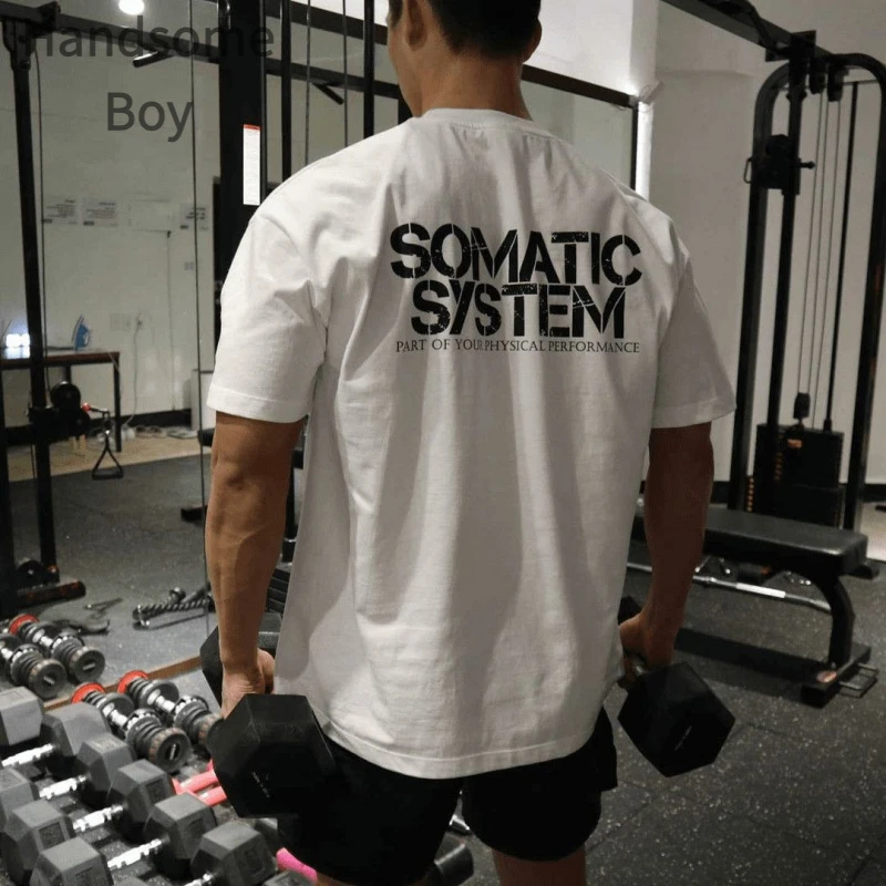 纯棉200-300斤上衣短袖T恤男宽松潮牌健身训练肌肉铁狗秋季薄款