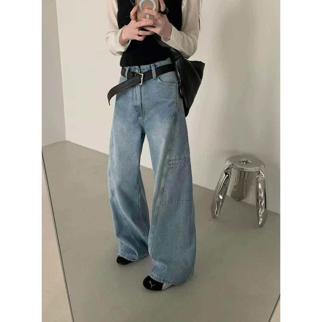 徐秋阳  松弛感牛仔裤 百搭时尚休闲设计感感显瘦牛仔裤XT2081