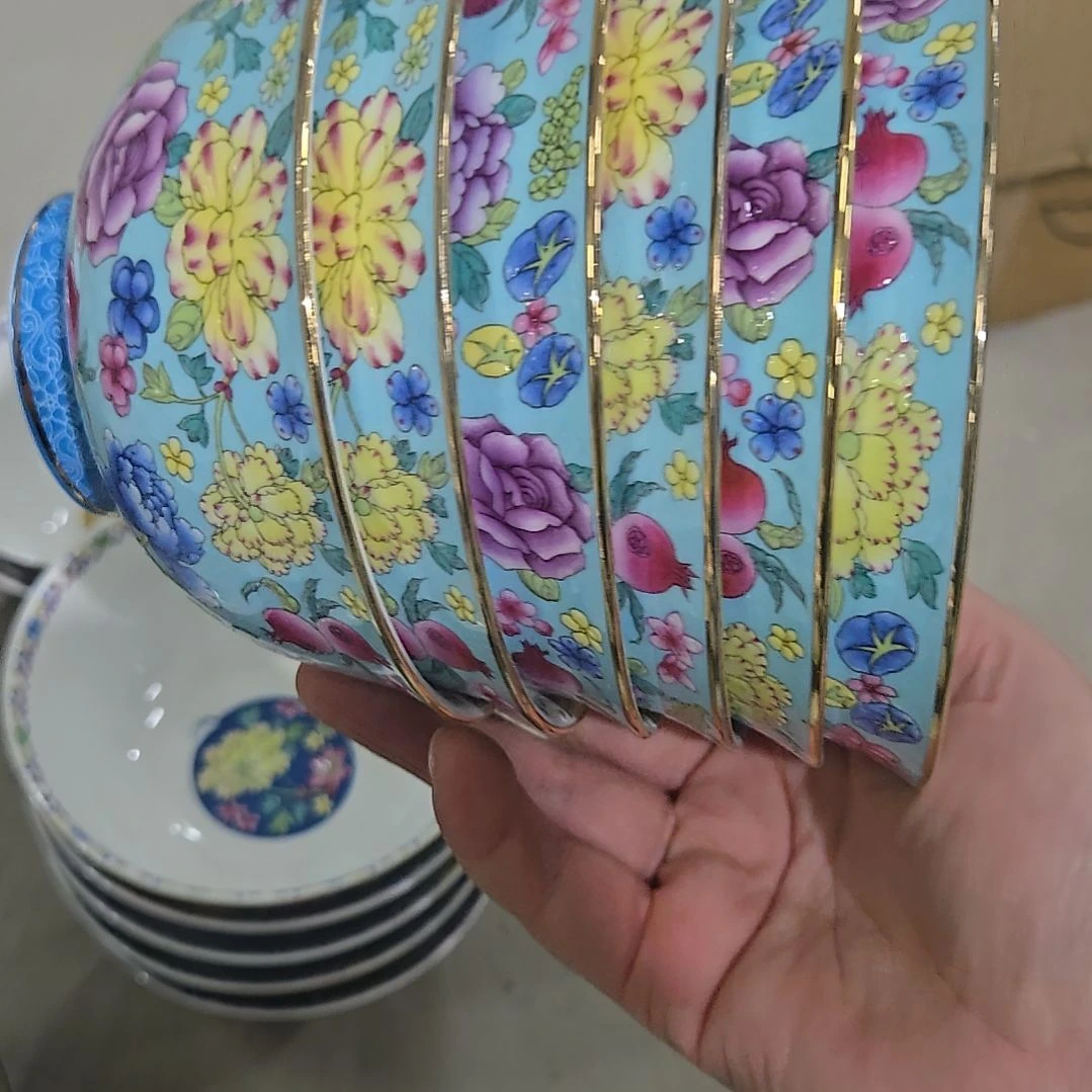 碗微瑕4.5寸6个珐琅彩万花66666