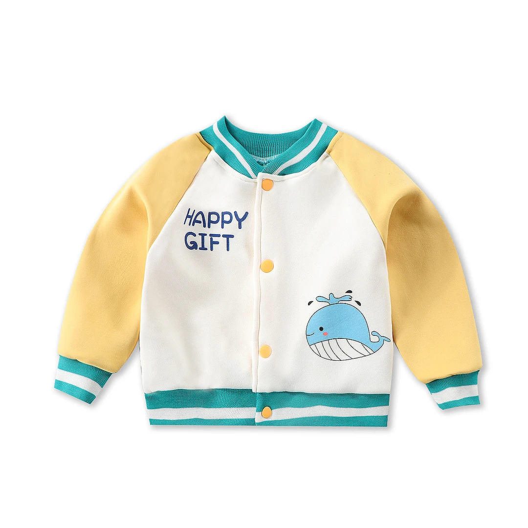 新款儿童加绒开衫洋气加厚秋冬男童女童户外运动卫衣韩版棒球服