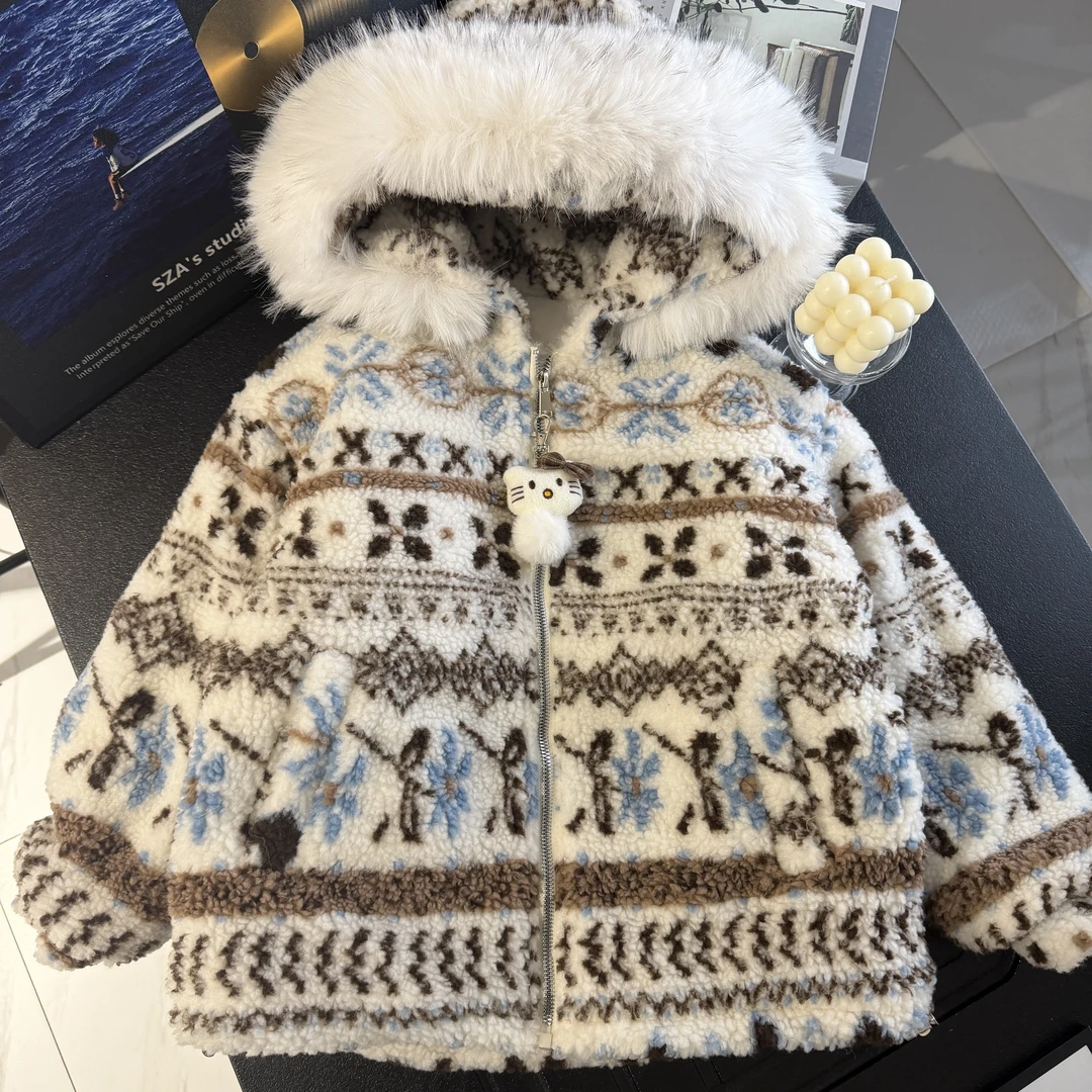 女童外套秋冬2026新款儿童加绒保暖上衣女大童加厚夹棉冬装毛毛衣