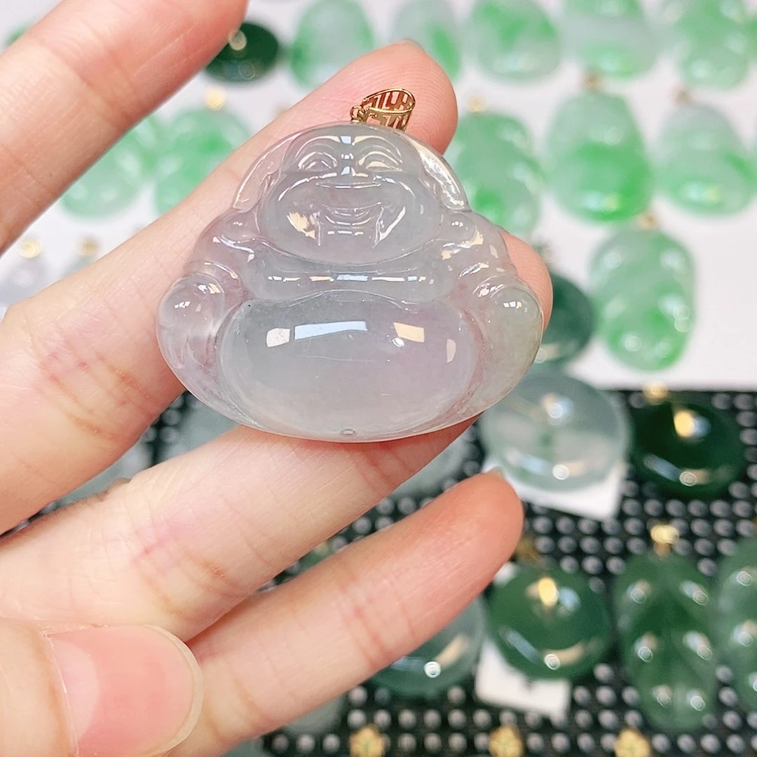 翡翠吊坠(不含链)18K金镶嵌