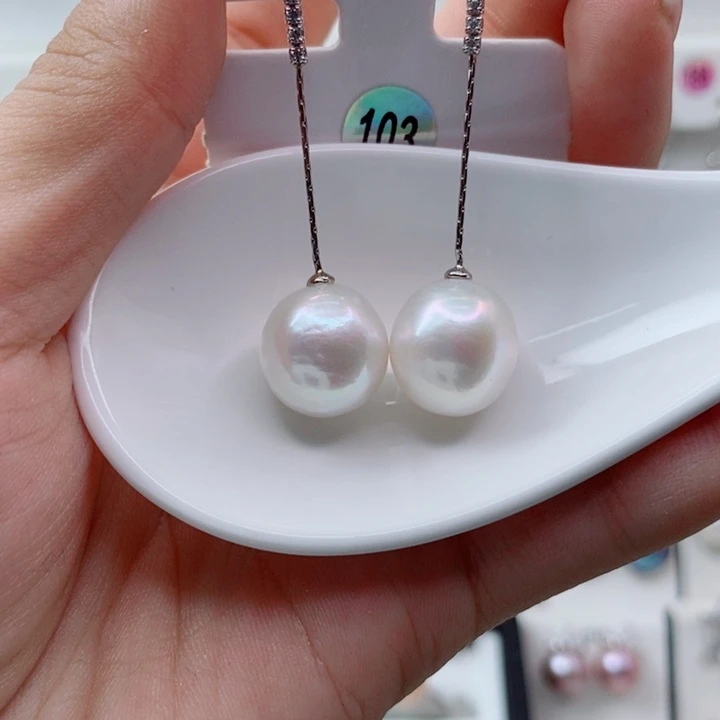 耳饰银S925镶嵌淡水珍珠13➕