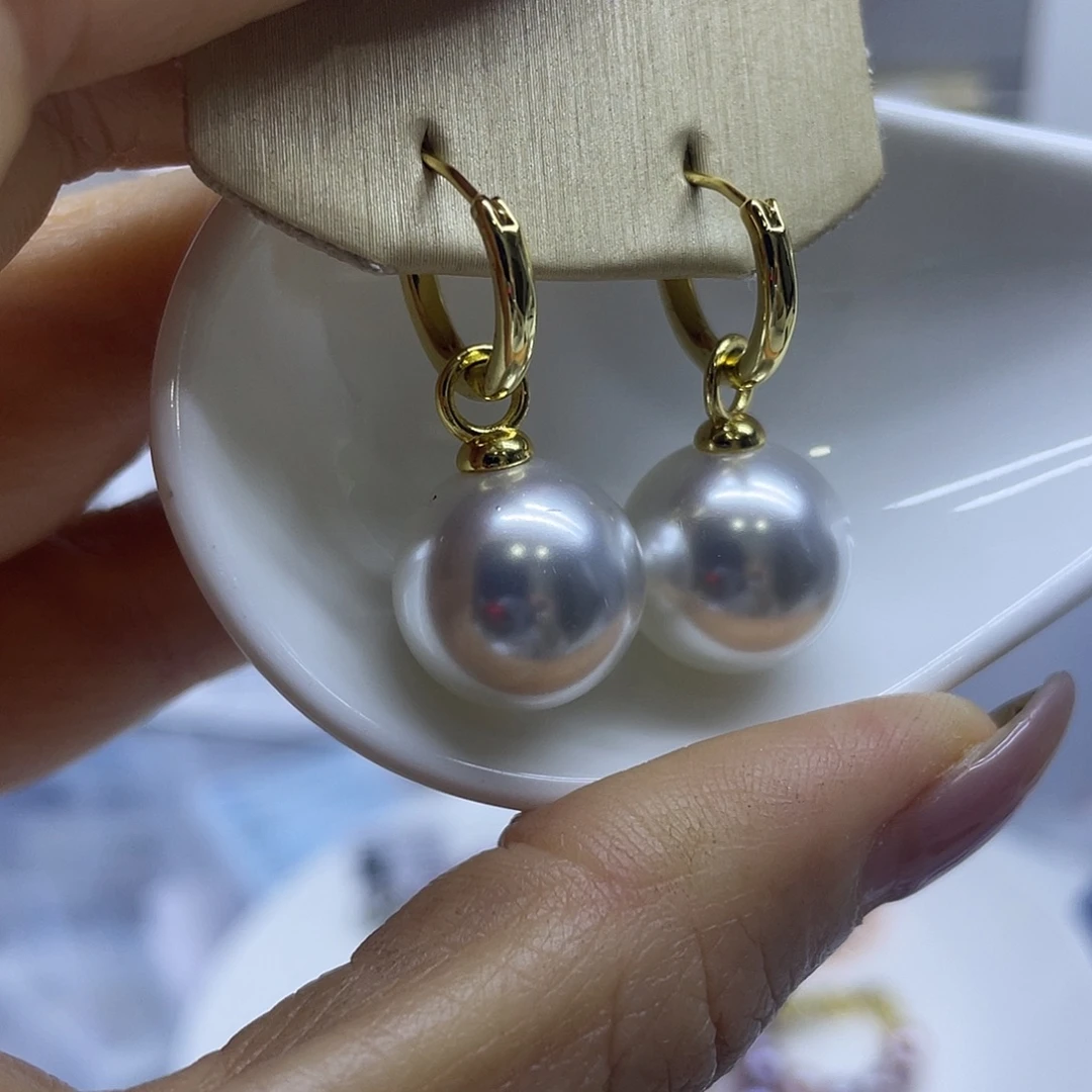 银S925镶嵌淡水珍珠耳饰