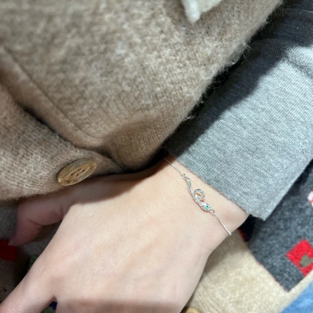 925银手链 925银有趣有盼手链 蛇年吉祥 有延长链 精致小巧 亮晶