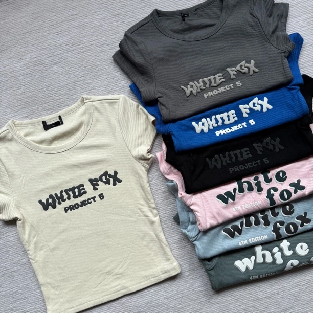 辣妹必入！澳洲WHITE *正肩辣妹短袖竖纹高弹软糯百搭T