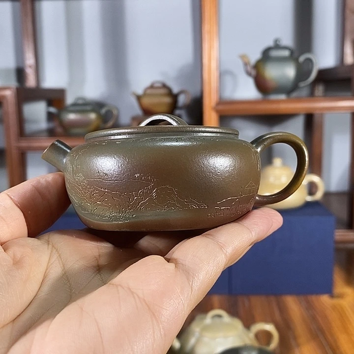 贤***锋茶壶紫砂100cc大彬诗意 朱泥