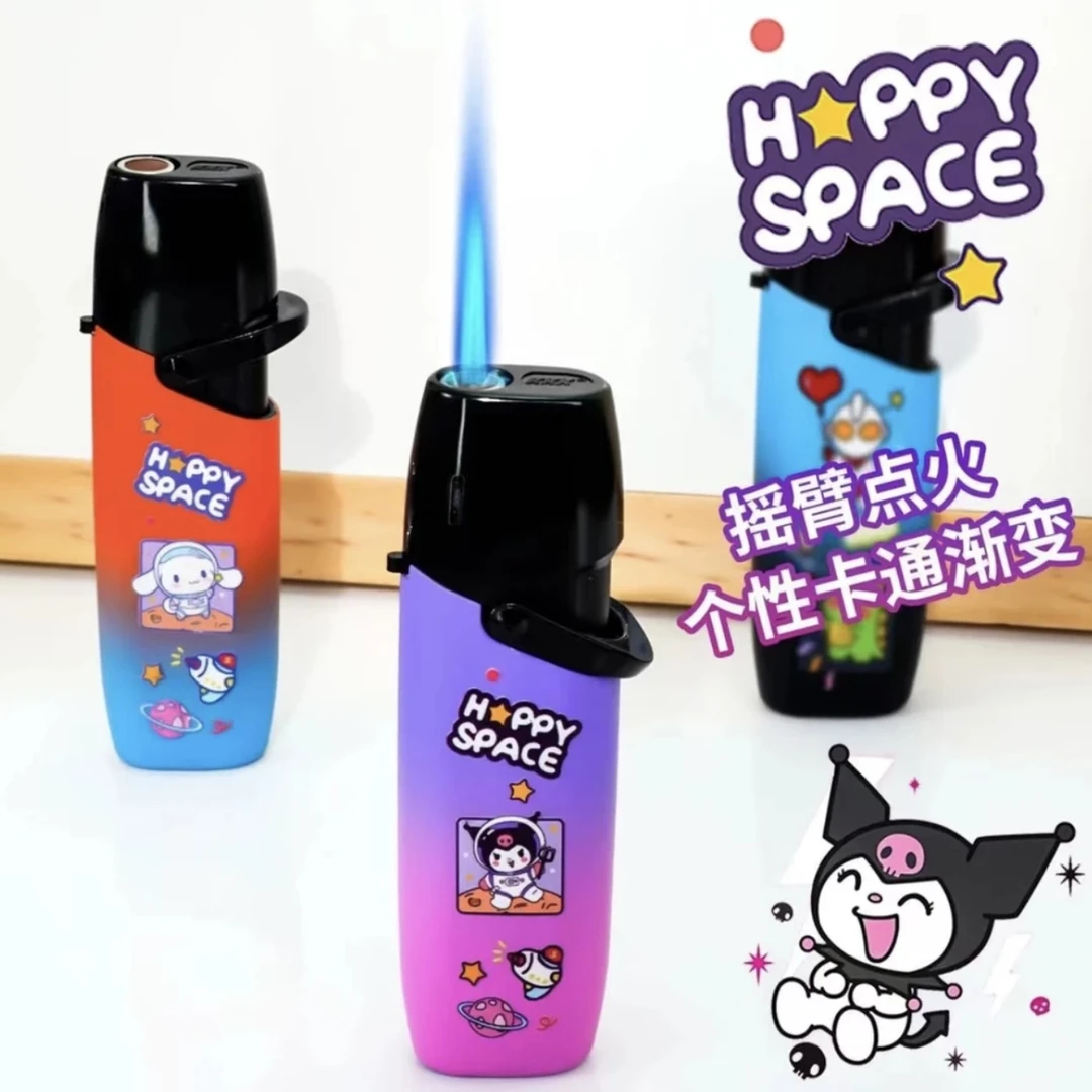 卡通渐变色草莓熊库洛米粉色火焰充气防风金属打火机三丽鸥男士