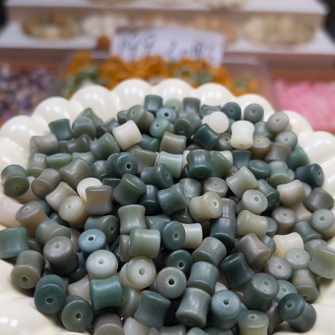 手串菩提根/象牙果微瑕卡9绿色竹节150颗