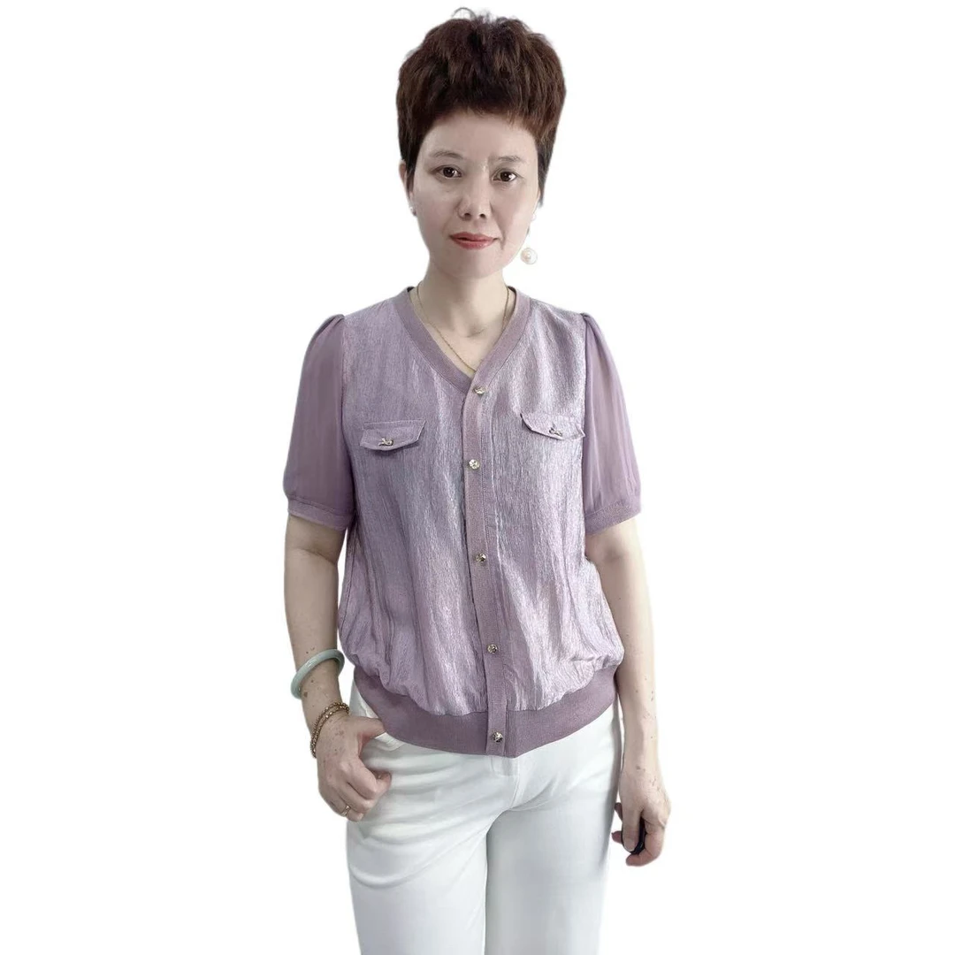 夏季V领短袖套头衬衫小衫上衣