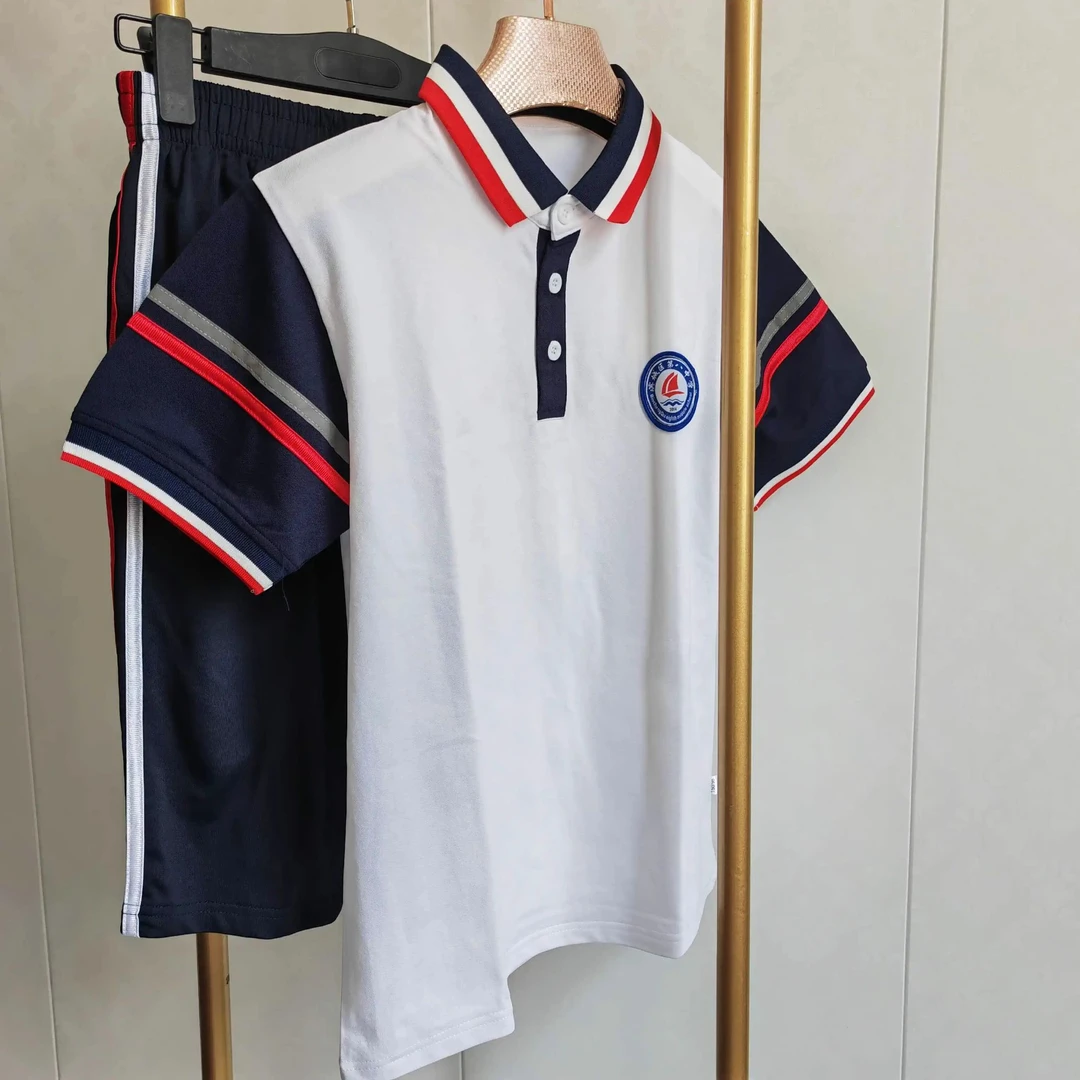 小学生校服滨城区沾化区小学中学夏季校服短袖校服上衣