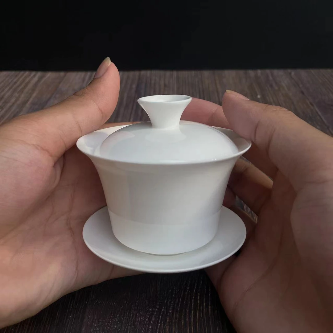 潮州超薄骨瓷3寸马蹄三才2025盖碗加32ml马蹄杯陶瓷泡茶2025盖碗