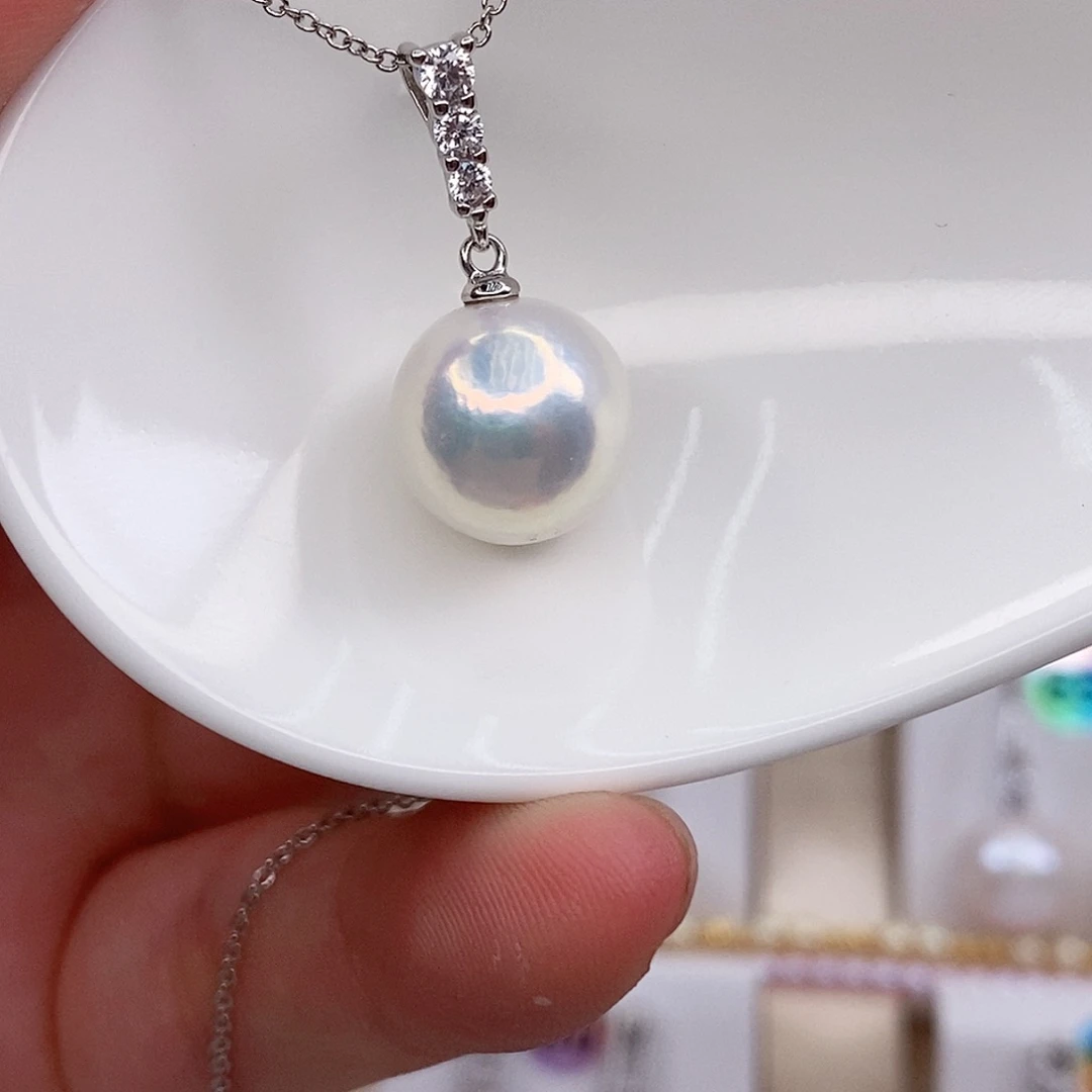 淡水珍珠银S925镶嵌吊坠(赠链)11/12mm