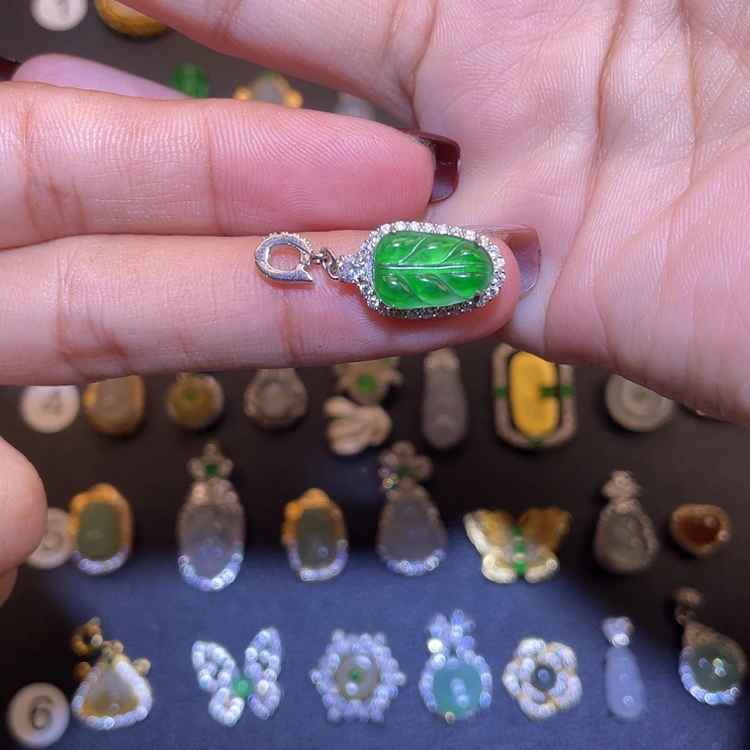 翡翠银S925镶嵌吊坠(不含链)