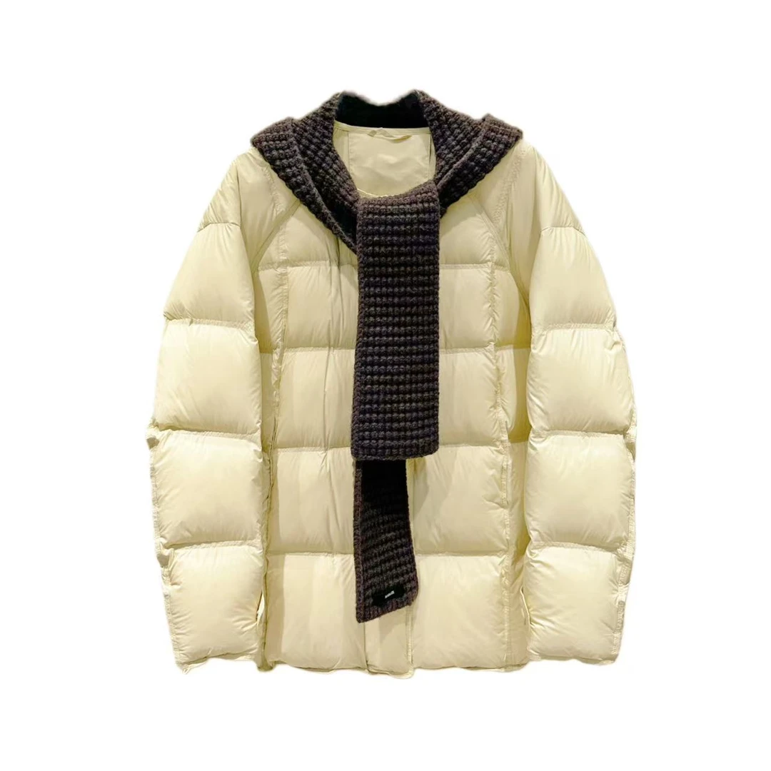 86101【冬日街灯】无领针织帽休闲时尚百搭羽绒服